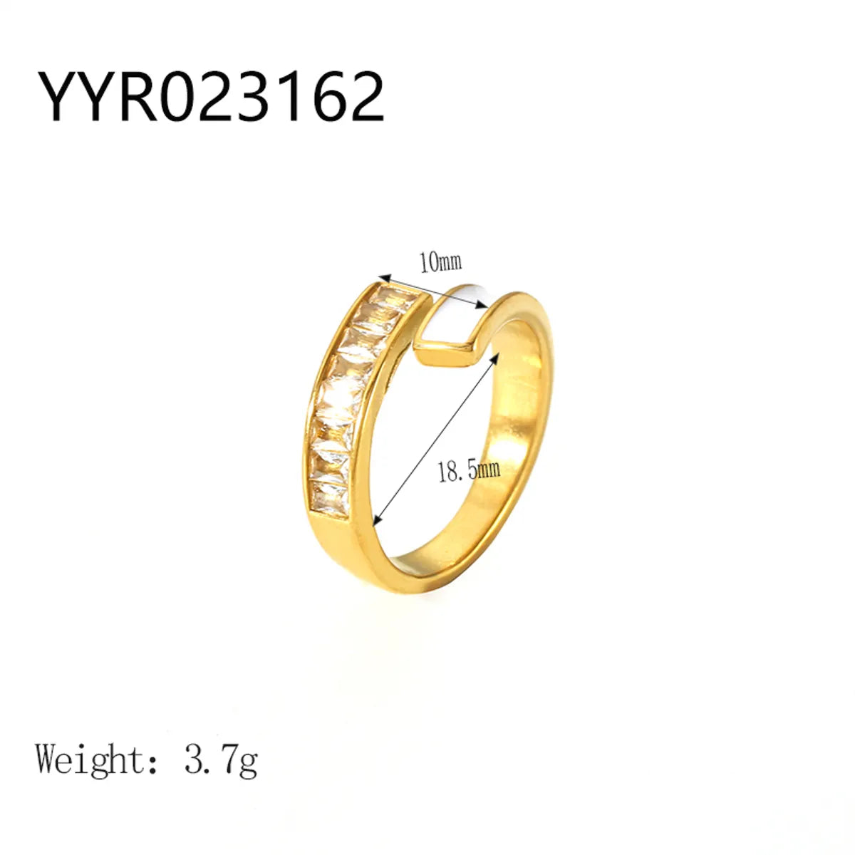 Wholesale Jewelry IG Style Retro Geometric 304 Stainless Steel Natural Stone Rhinestones Zircon 18K Gold Plated Polishing Plating Inlay Rings