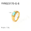 Wholesale Jewelry IG Style Retro Geometric 304 Stainless Steel Natural Stone Rhinestones Zircon 18K Gold Plated Polishing Plating Inlay Rings