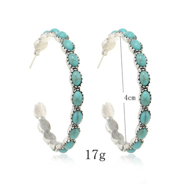 IG Style Retro Geometric Water Droplets Alloy Inlay Turquoise Women's Bracelets Earrings Necklace