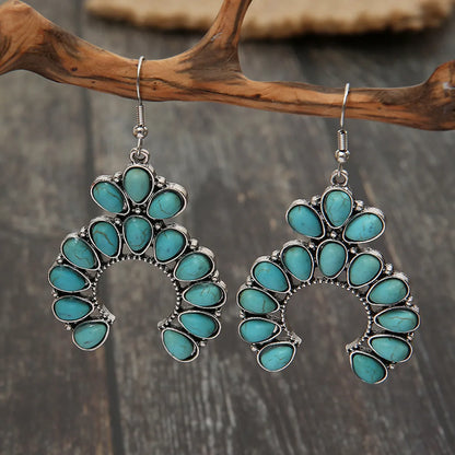 IG Style Retro Geometric Water Droplets Alloy Inlay Turquoise Women's Bracelets Earrings Necklace