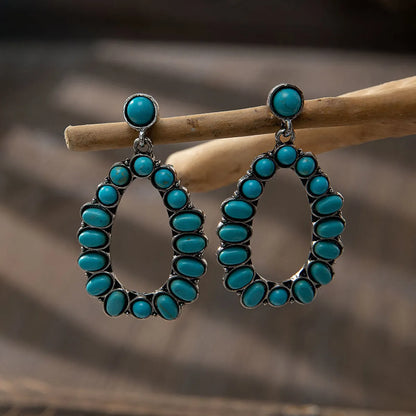 IG Style Retro Geometric Water Droplets Alloy Inlay Turquoise Women's Bracelets Earrings Necklace