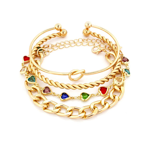 Ig Style Retro Heart Shape Alloy Plating Inlay Rhinestones Women'S Bracelets