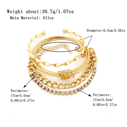 Ig Style Retro Korean Style Circle Alloy Plating Inlay Rhinestones Women's Bracelets