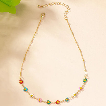 Ig Style Retro Korean Style Daisy Alloy Wholesale Necklace