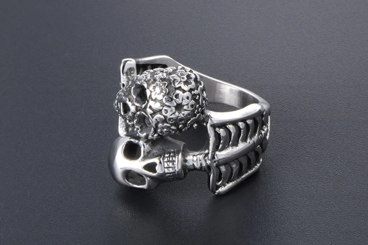 IG Style Retro Punk Skull 304 Stainless Steel Polishing Men'S Rings