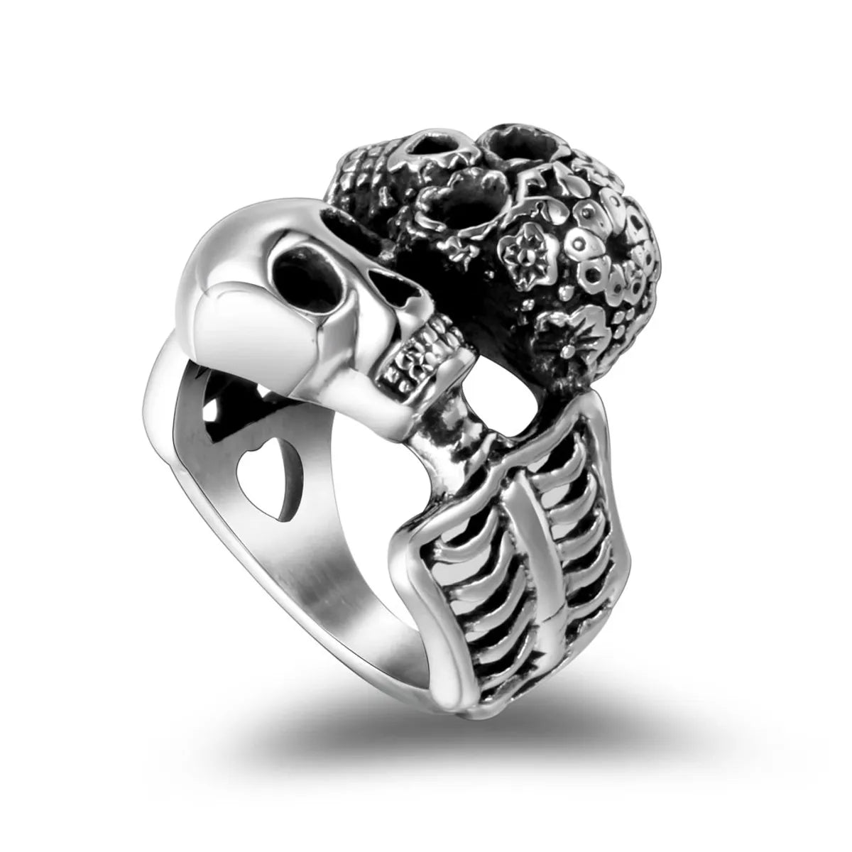 IG Style Retro Punk Skull 304 Stainless Steel Polishing Men'S Rings