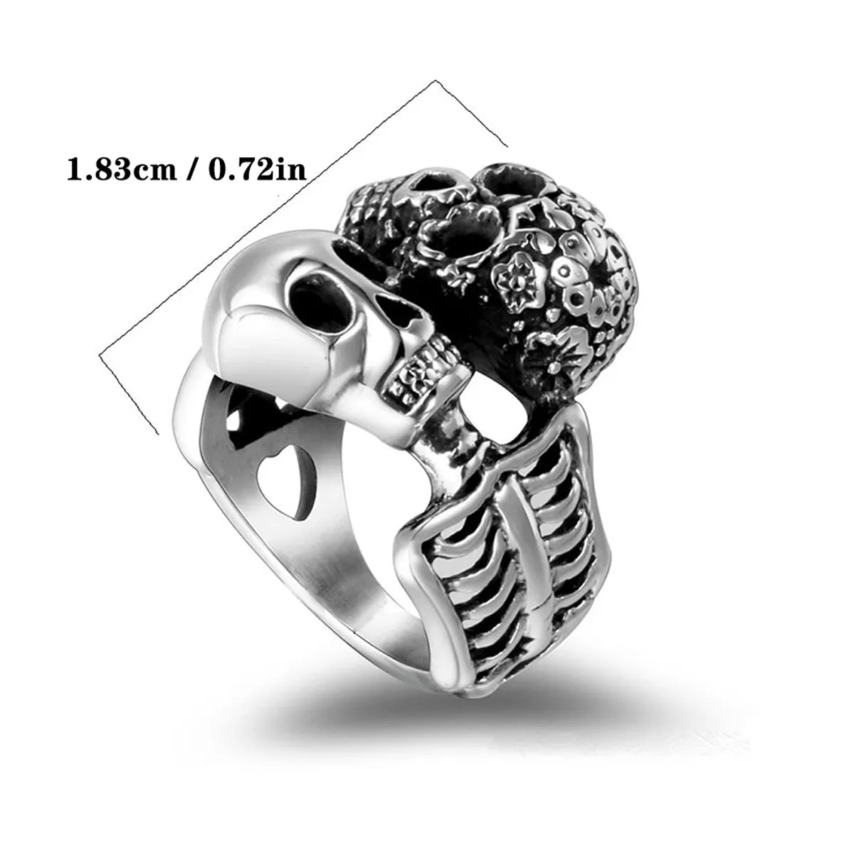 IG Style Retro Punk Skull 304 Stainless Steel Polishing Men'S Rings