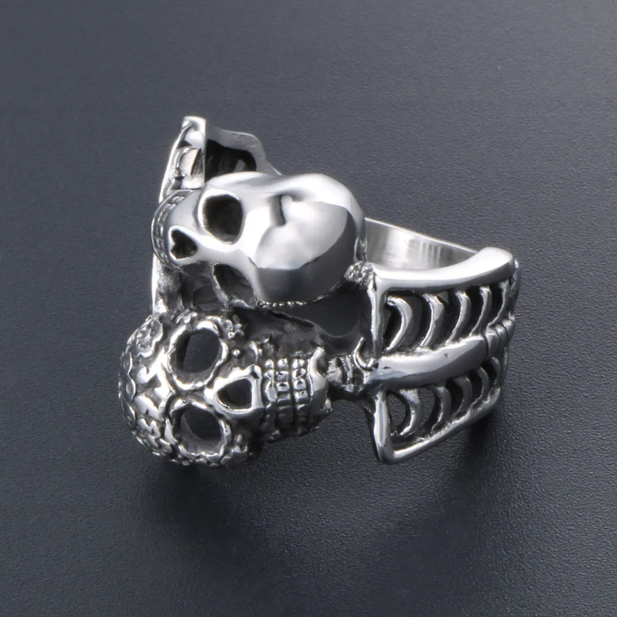 IG Style Retro Punk Skull 304 Stainless Steel Polishing Men'S Rings