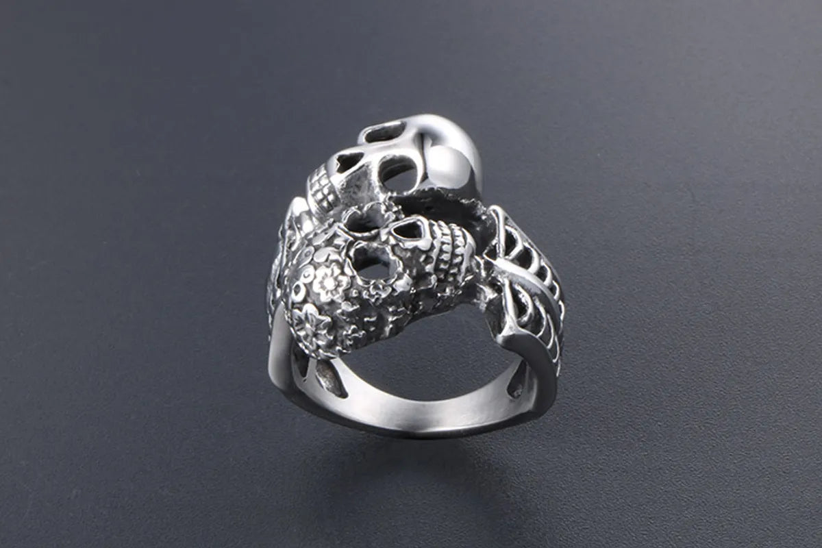 IG Style Retro Punk Skull 304 Stainless Steel Polishing Men'S Rings