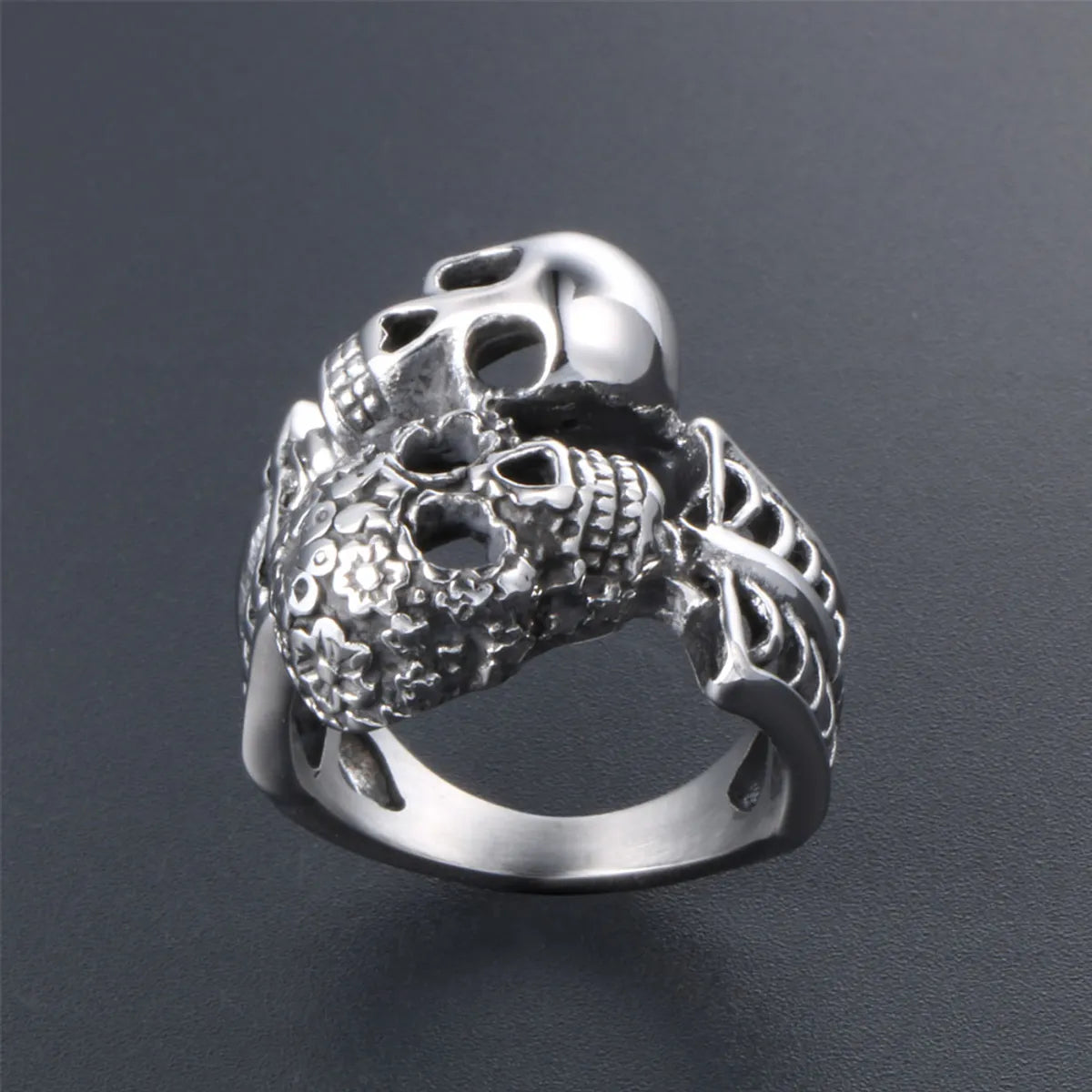 IG Style Retro Punk Skull 304 Stainless Steel Polishing Men'S Rings