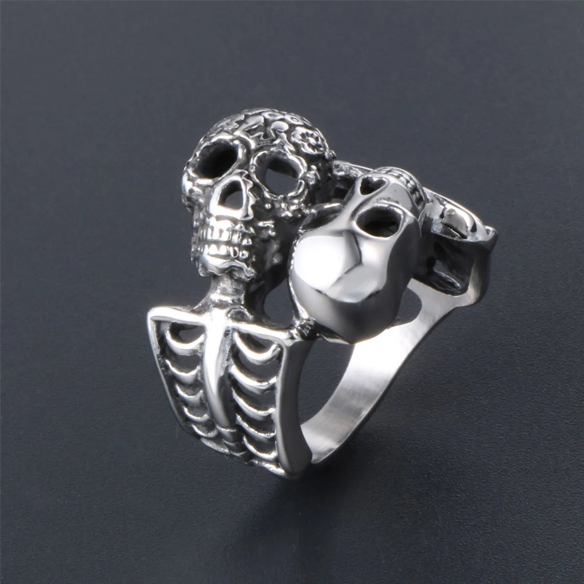 IG Style Retro Punk Skull 304 Stainless Steel Polishing Men'S Rings