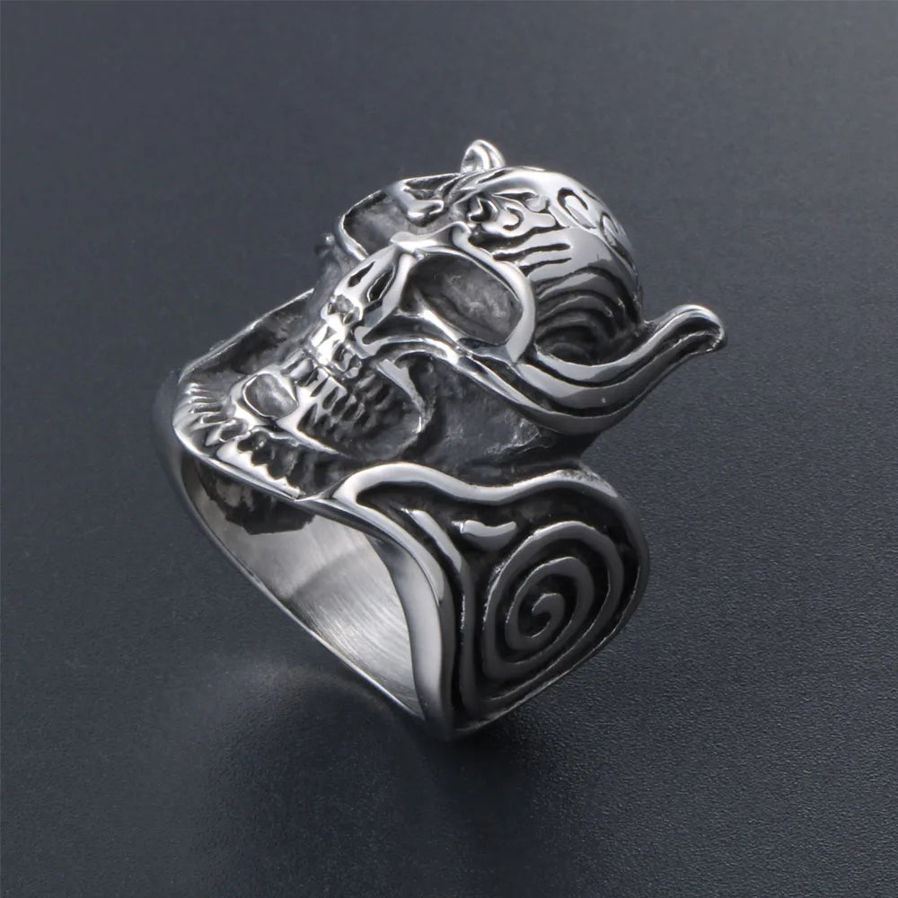 IG Style Retro Punk Skull 304 Stainless Steel Polishing Men'S Rings