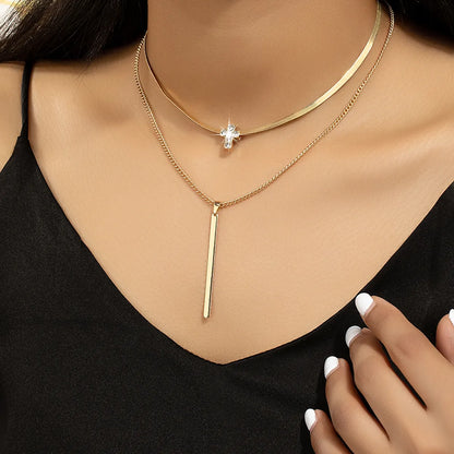 Ig Style Retro Streetwear Cross Lines Alloy Plating Inlay Rhinestones Women's Pendant Necklace