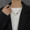 IG Style Rhombus Alloy Titanium Steel Inlay Rhinestones Zircon Unisex Necklace