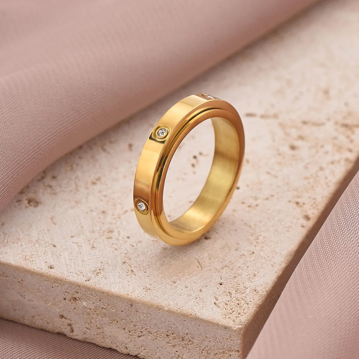 Ig Style Roman Style Shiny Solid Color Roman Numeral Stainless Steel Enamel Plating Inlay Zircon 14k Gold Plated Rose Gold Plated Rings