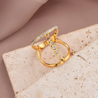 Ig Style Roman Style Shiny Solid Color Roman Numeral Stainless Steel Enamel Plating Inlay Zircon 14k Gold Plated Rose Gold Plated Rings