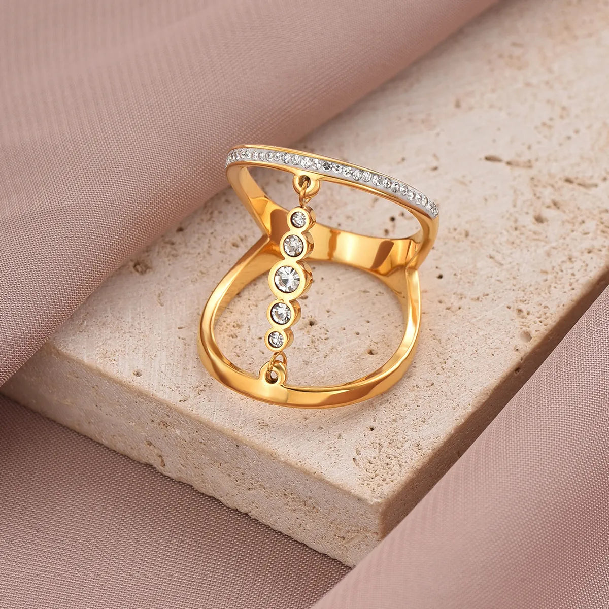 Ig Style Roman Style Shiny Solid Color Roman Numeral Stainless Steel Enamel Plating Inlay Zircon 14k Gold Plated Rose Gold Plated Rings