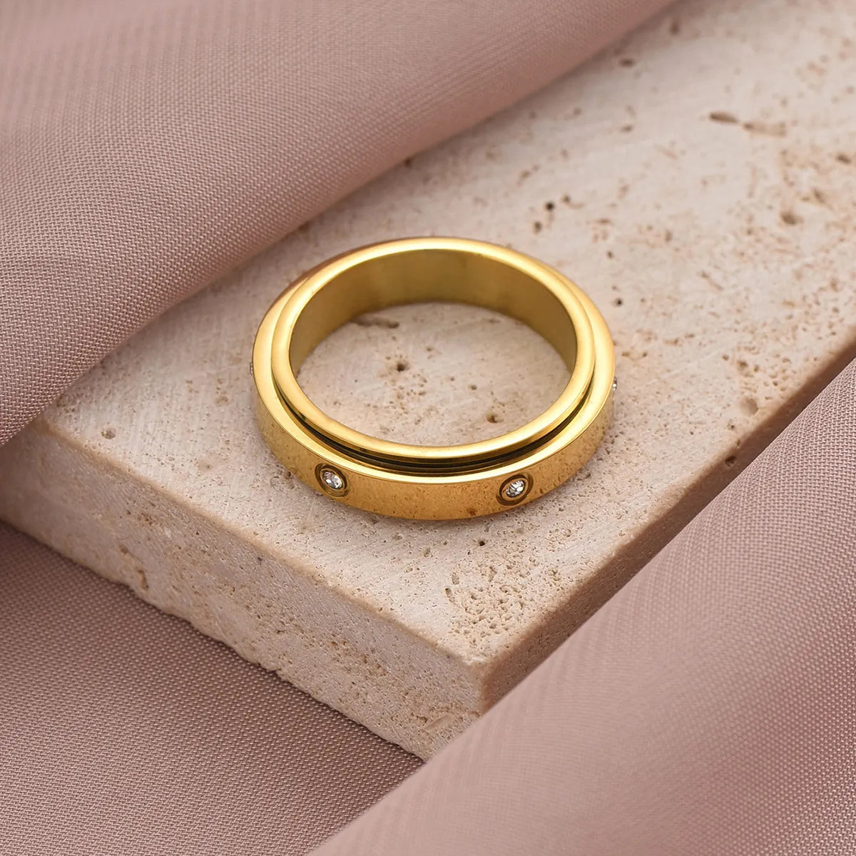 Ig Style Roman Style Shiny Solid Color Roman Numeral Stainless Steel Enamel Plating Inlay Zircon 14k Gold Plated Rose Gold Plated Rings