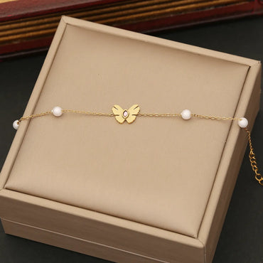 Ig Style Romantic Butterfly Stainless Steel Plating Inlay Artificial Diamond Bracelets Earrings Necklace