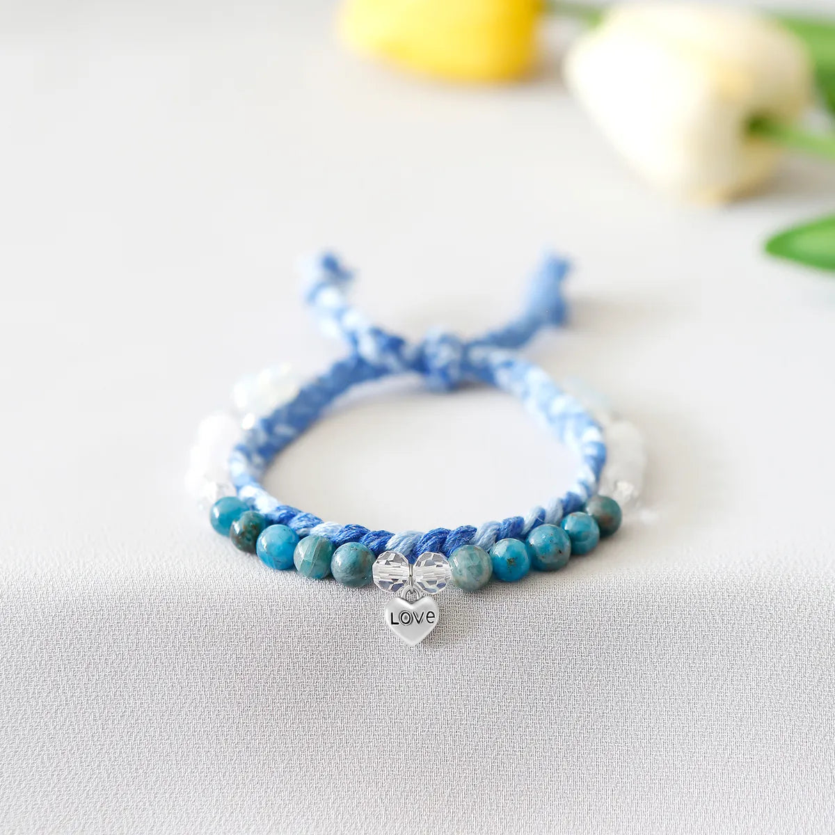 IG Style Romantic Letter Heart Shape Natural Stone Rope Beaded Knitting Women's Bracelets