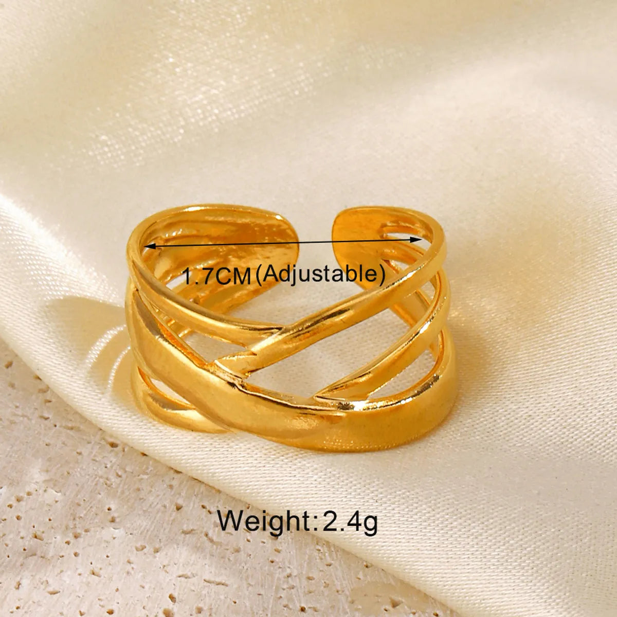 IG Style Round Lines Flower 304 Stainless Steel 18K Gold Plated Open Rings In Bulk