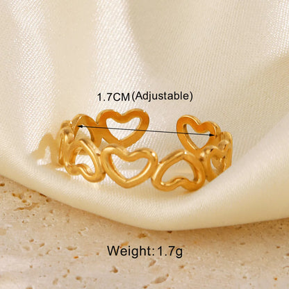 IG Style Round Lines Flower 304 Stainless Steel 18K Gold Plated Open Rings In Bulk