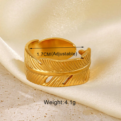 IG Style Round Lines Flower 304 Stainless Steel 18K Gold Plated Open Rings In Bulk