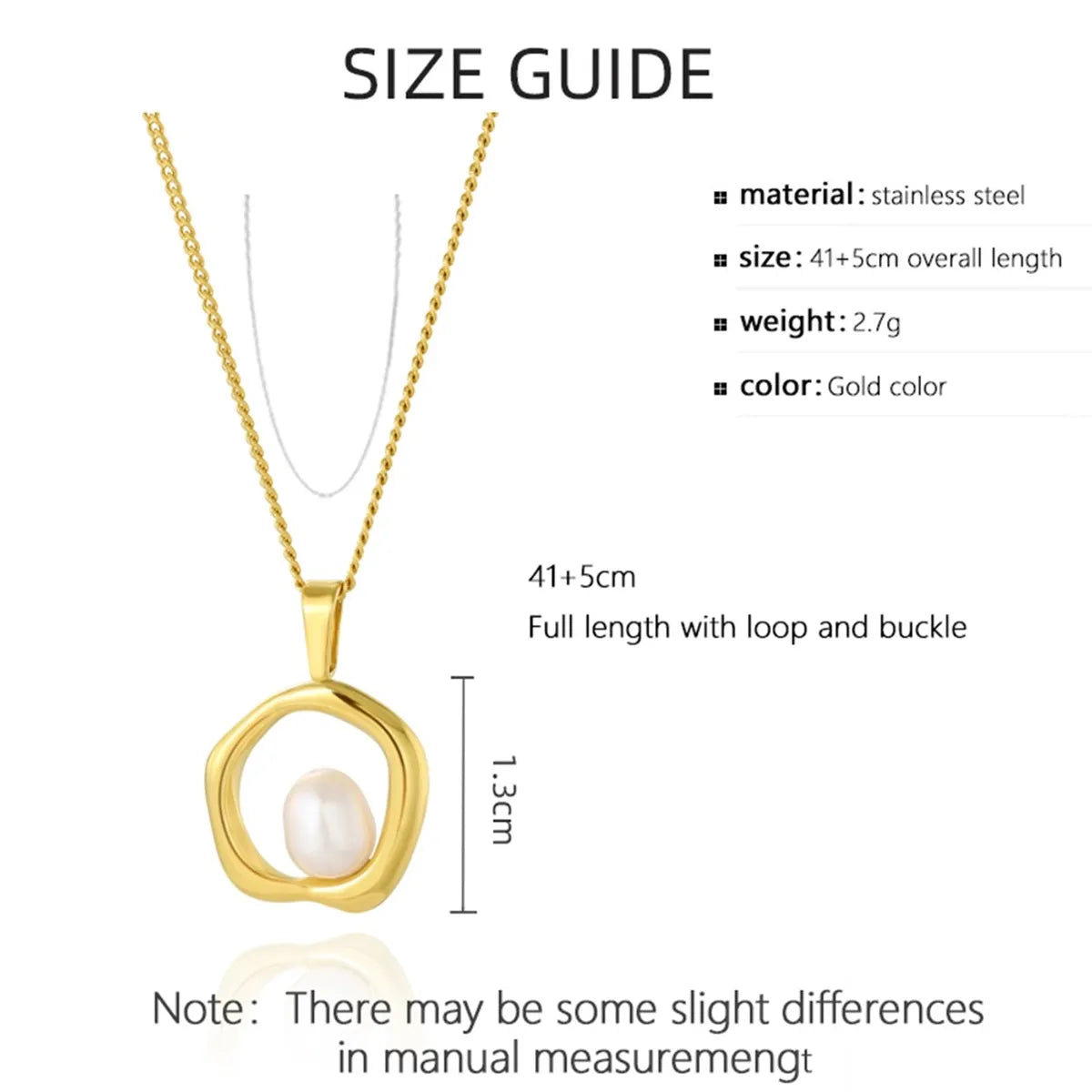 Ig Style Round Stainless Steel Freshwater Pearl Plating 18k Gold Plated Pendant Necklace