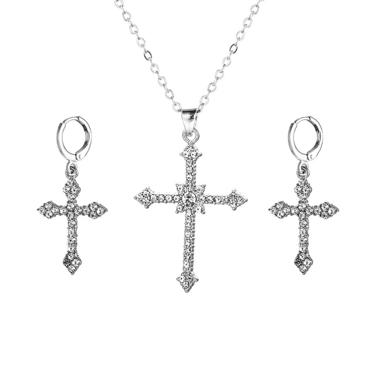 Ig Style Shiny Cross Alloy Inlay Rhinestones Women's Jewelry Set