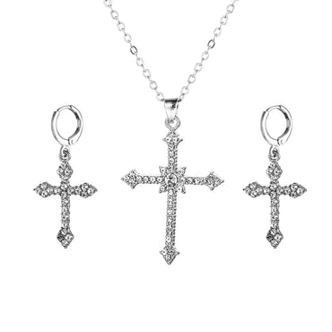 Ig Style Shiny Cross Alloy Inlay Rhinestones Women's Jewelry Set