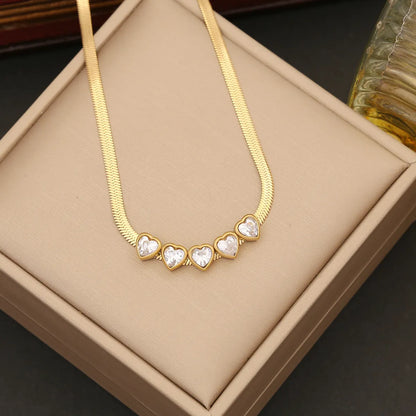 Ig Style Shiny Heart Shape Stainless Steel Plating Inlay Artificial Diamond Bracelets Earrings Necklace