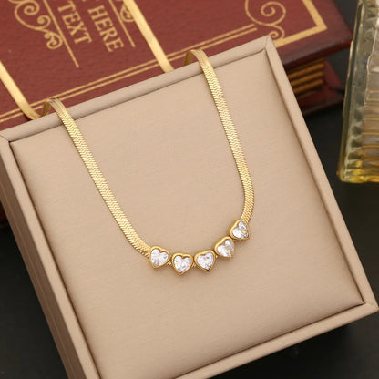 Ig Style Shiny Heart Shape Stainless Steel Plating Inlay Artificial Diamond Bracelets Earrings Necklace