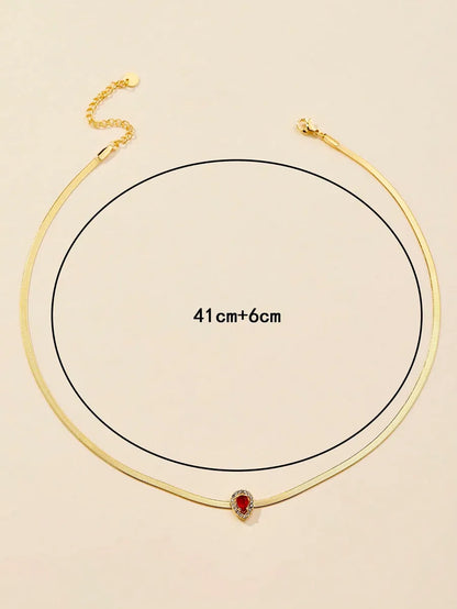 Ig Style Shiny Oval Water Droplets Stainless Steel Plating Inlay Zircon 18k Gold Plated Necklace