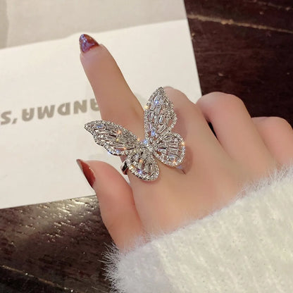 Ig Style Shiny Owl Snake Butterfly Alloy Plating Inlay Rhinestones Unisex Rings