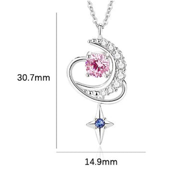 Ig Style Shiny Star Moon Sterling Silver Polishing Plating Inlay Zircon Pendant Necklace