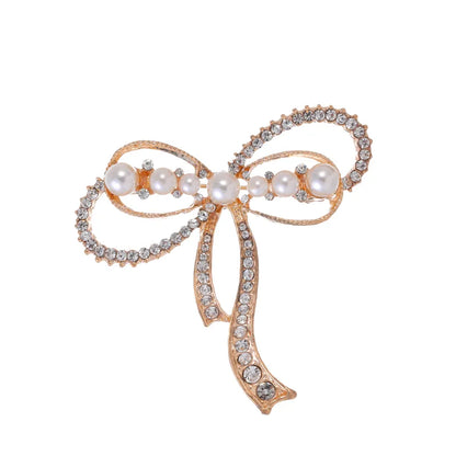 IG Style Shiny  Flower Bow Knot Alloy Inlay Rhinestones Pearl Unisex Brooches