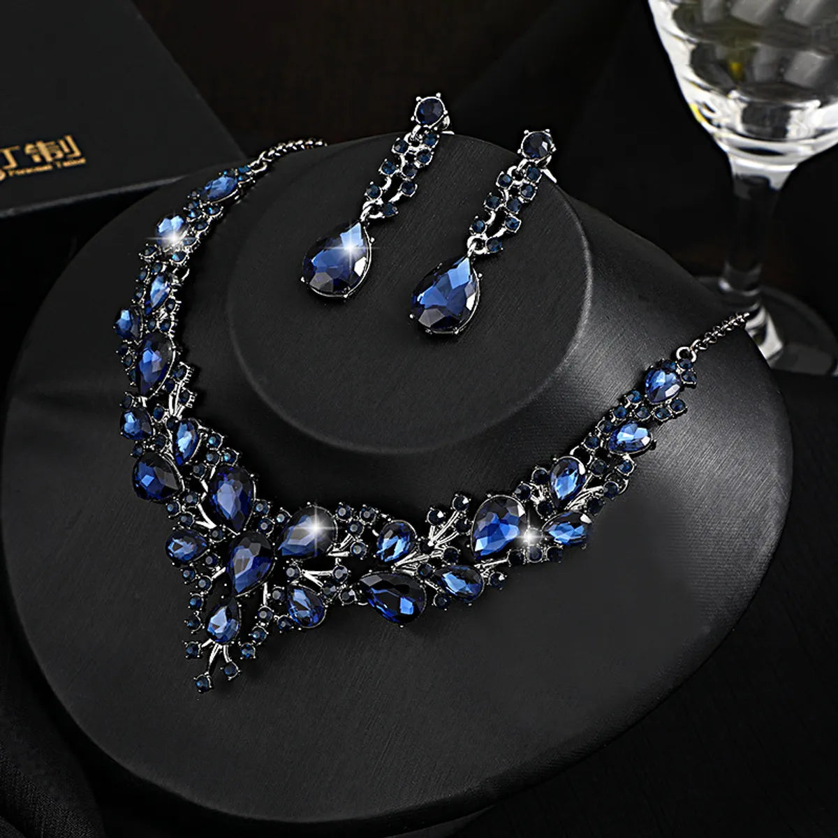 IG Style Shiny Water Droplets Alloy Inlay Gem Crystal Women'S Jewelry Set