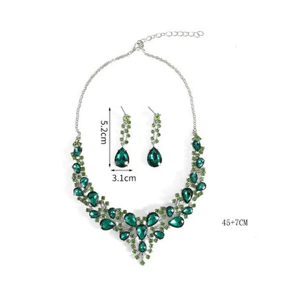 IG Style Shiny Water Droplets Alloy Inlay Gem Crystal Women'S Jewelry Set