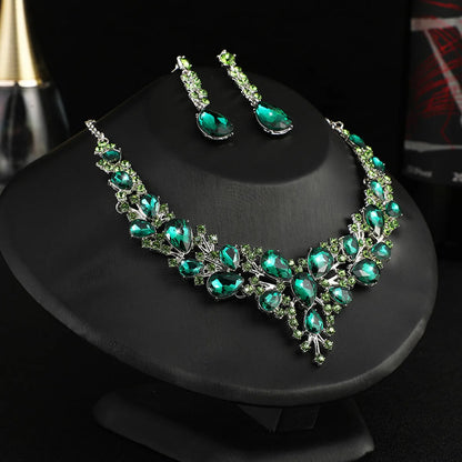 IG Style Shiny Water Droplets Alloy Inlay Gem Crystal Women'S Jewelry Set