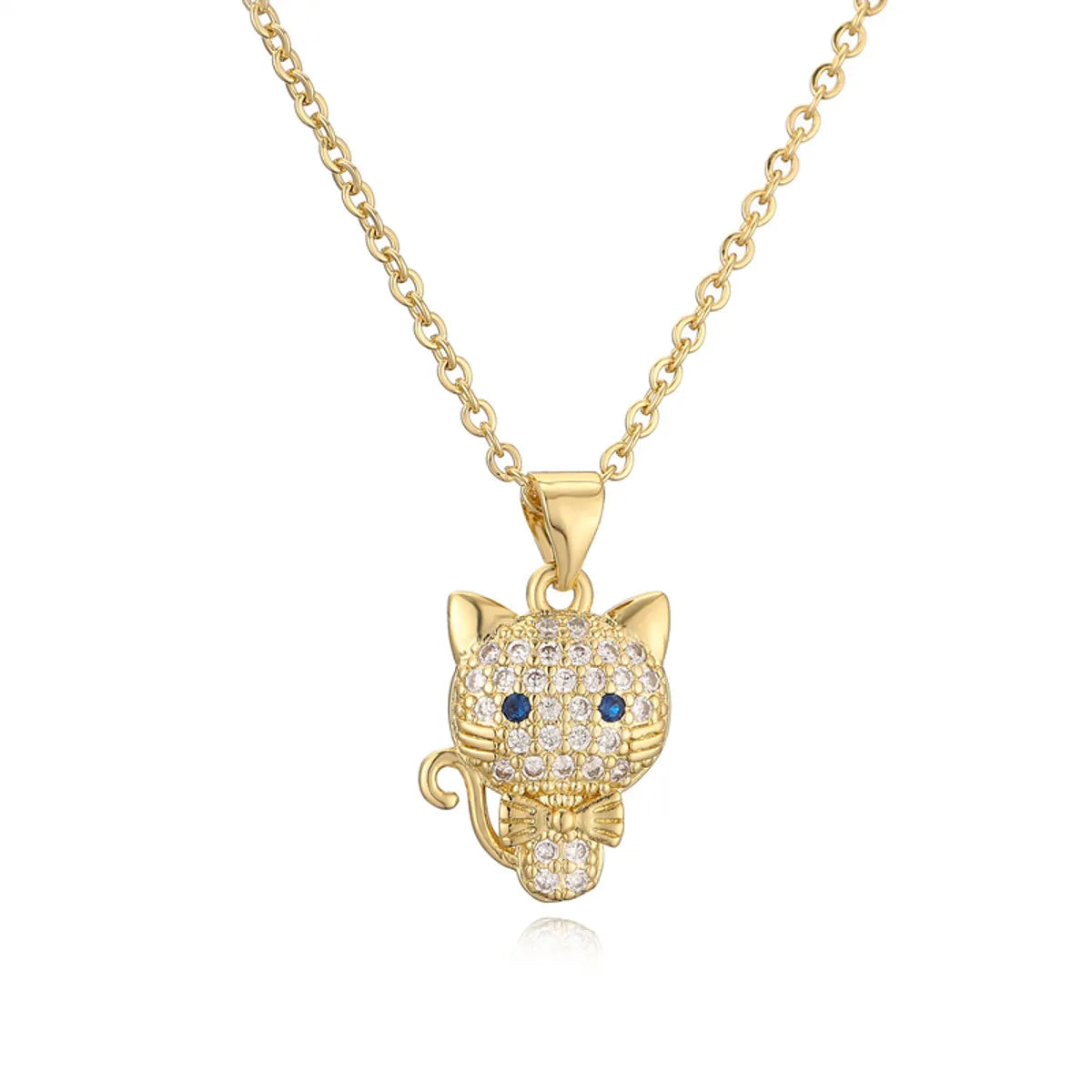 Ig Style Simple Style Animal Cat Horse Copper Plating Inlay Zircon Gold Plated Pendant Necklace