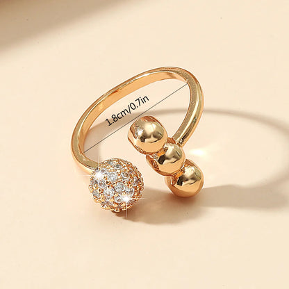 IG Style Simple Style Ball Alloy Inlay Rhinestones Women'S Open Rings