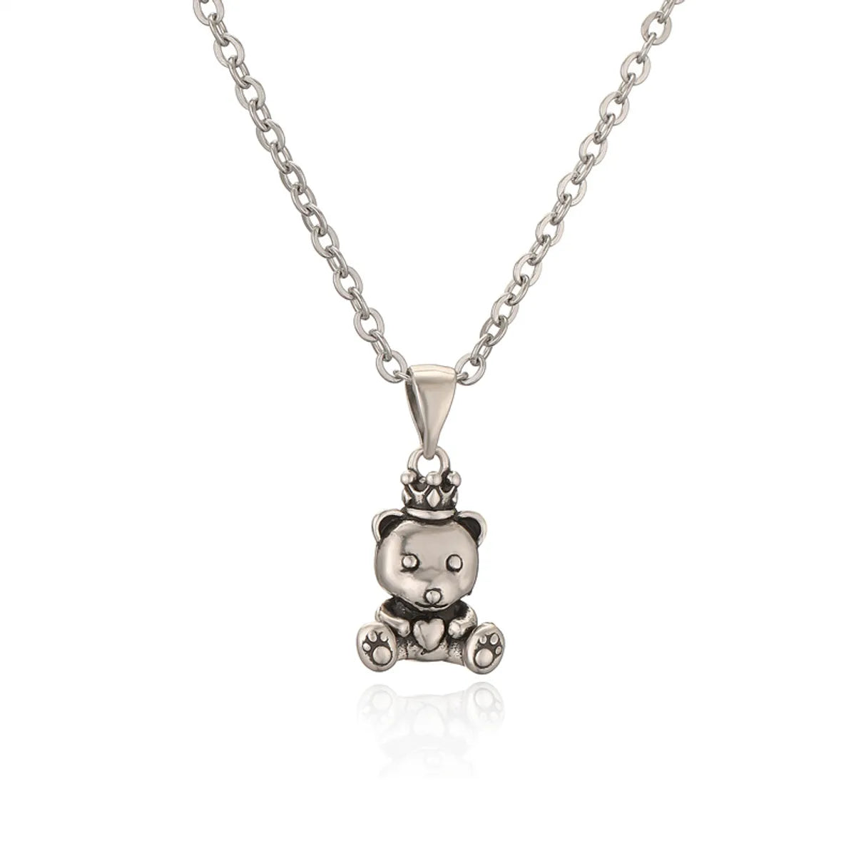 Ig Style Simple Style Bear Stainless Steel Copper Plating Inlay Zircon Pendant Necklace