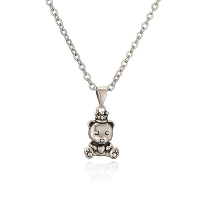 Ig Style Simple Style Bear Stainless Steel Copper Plating Inlay Zircon Pendant Necklace