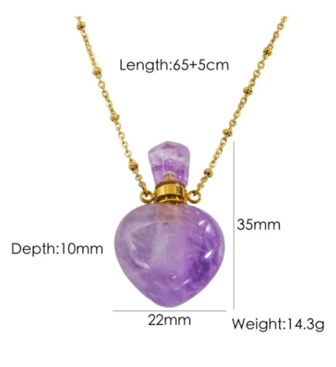 IG Style Simple Style British Style Perfume Bottle Stainless Steel Natural Stone 14K Gold Plated Pendant Necklace In Bulk