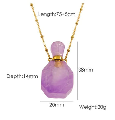 IG Style Simple Style British Style Perfume Bottle Stainless Steel Natural Stone 14K Gold Plated Women's Pendant Necklace