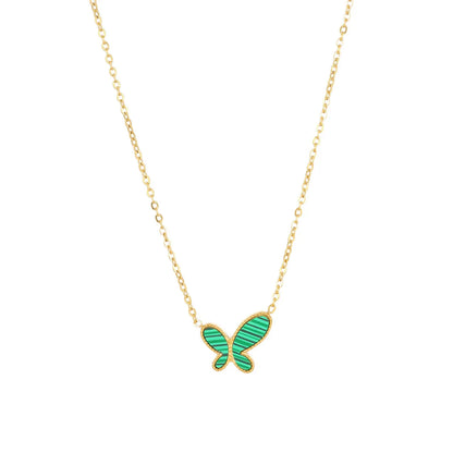 Ig Style Simple Style Butterfly Stainless Steel Plating Inlay Acrylic Gold Plated Necklace