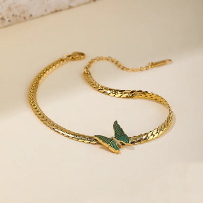 Ig Style Simple Style Butterfly Stainless Steel Titanium Steel Plating 18k Gold Plated Gold Plated Women's Anklet