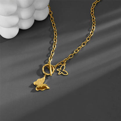 Ig Style Simple Style Butterfly Titanium Steel Toggle Plating Pendant Necklace