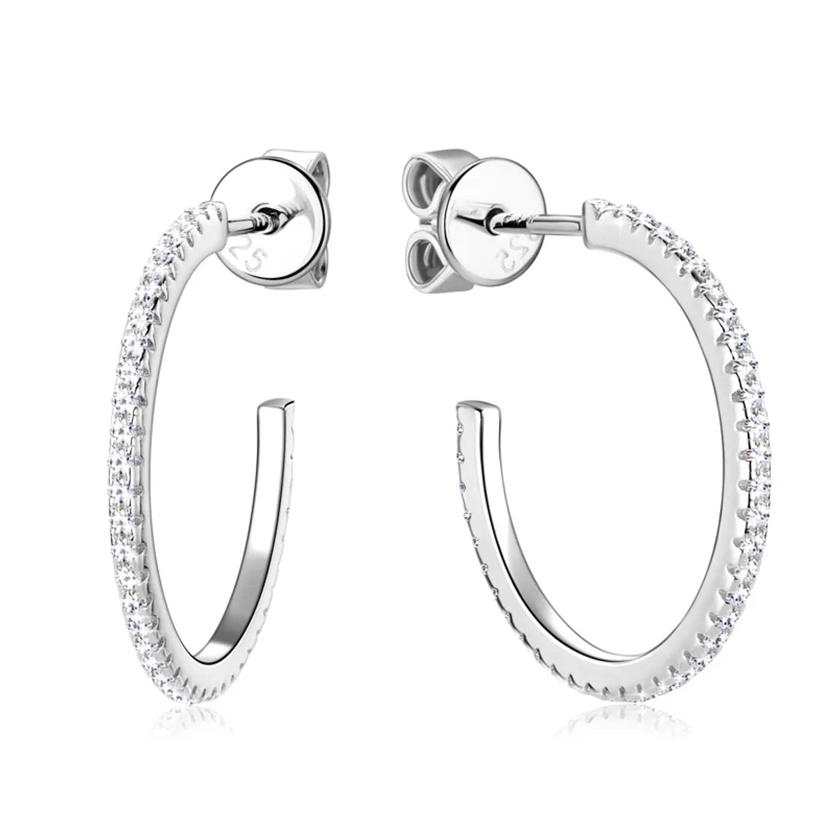 Ig Style Simple Style C Shape Sterling Silver Plating Inlay Moissanite Ear Studs