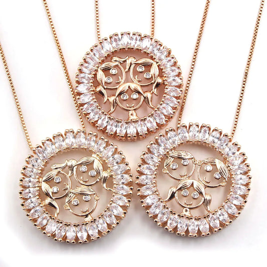 Ig Style Simple Style Cartoon Character Copper Gold Plated Zircon Pendant Necklace In Bulk